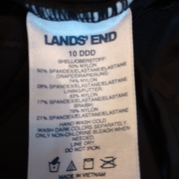 Lands End Tummy Control bra-size shirred one piece swimsuit black 10 DDD - Picture 5 of 5